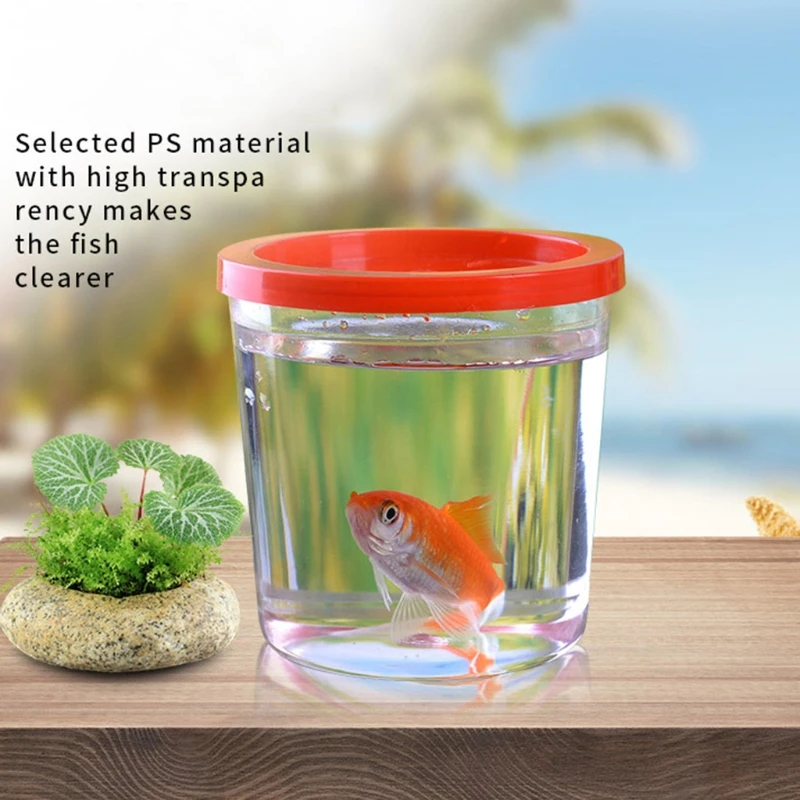 Portable Fish Tank Plastic Mini Aquarium Transparent Fish Keeper Fishbowl for Turtle Betta Jellyfish Starter Kit