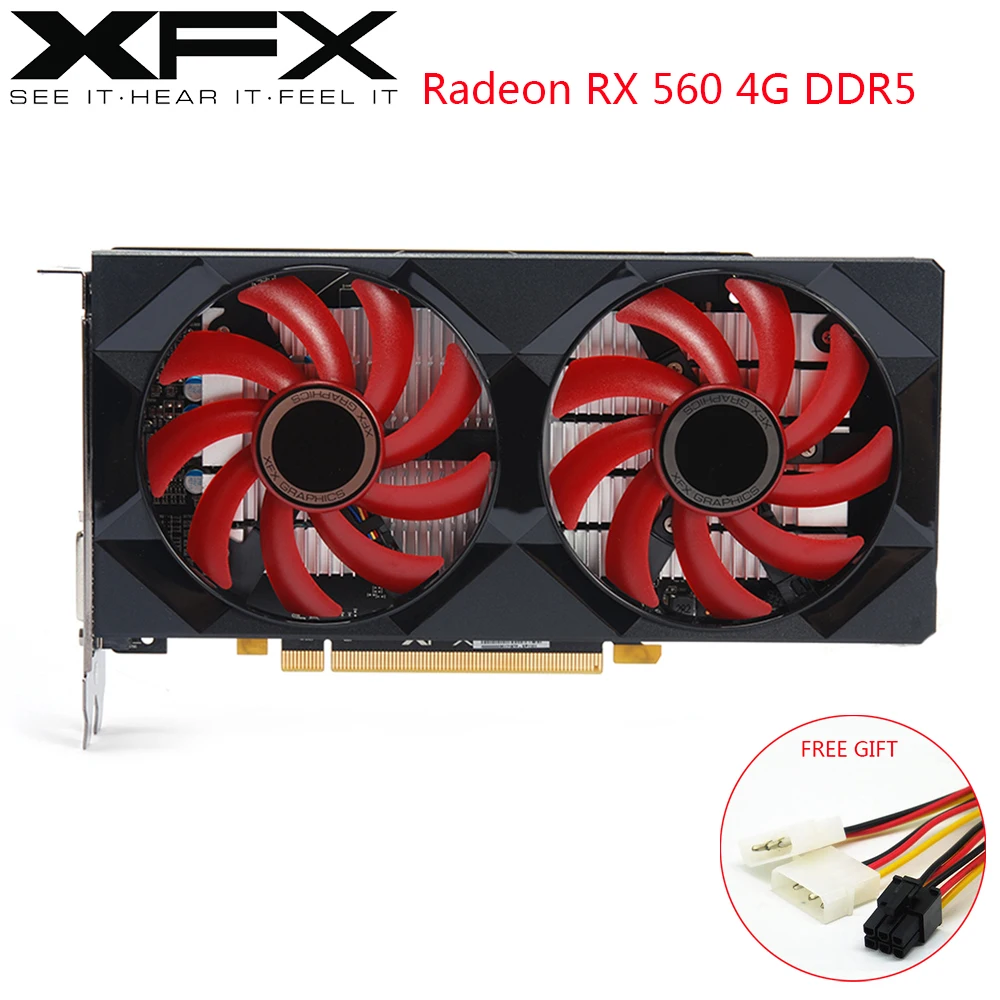 XFX AMD Radeon RX560 4 ГБ DDR5 Видеокарта AMD GPU 128 бит RX560D игровой ПК Видеокарта настольный компьютер геймер используется RX560 карта