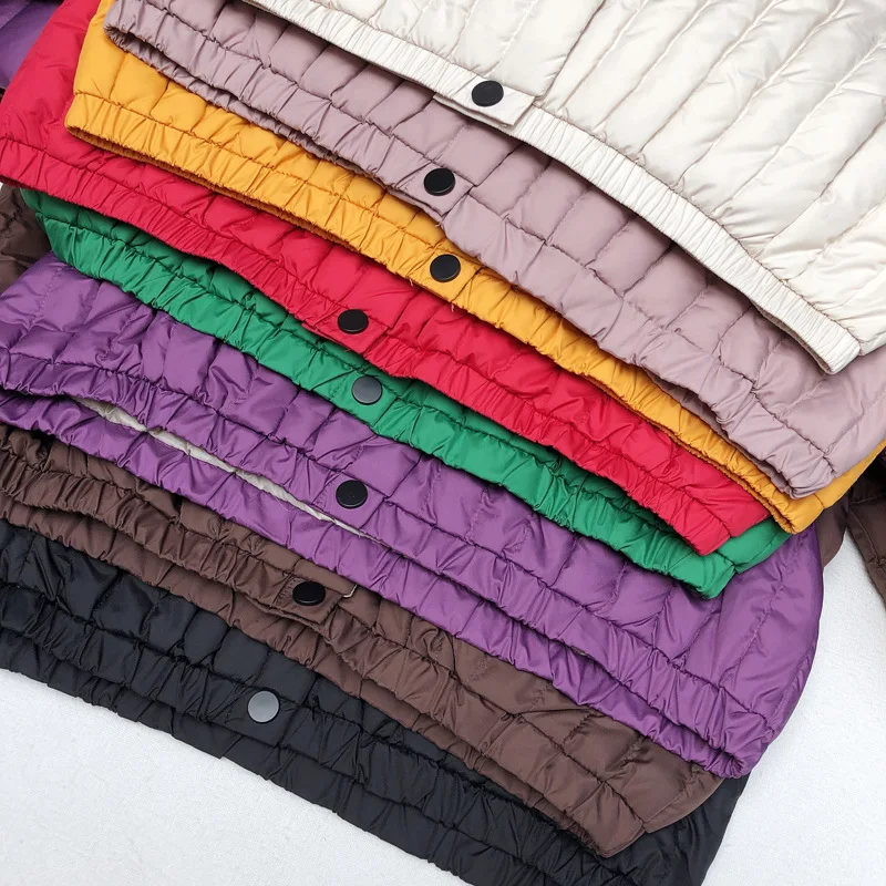 Thin down Jacket Women's Short Spring And Autumn Stand Collar Literature And Art Retro National Wind Versatile Vertical Striped
