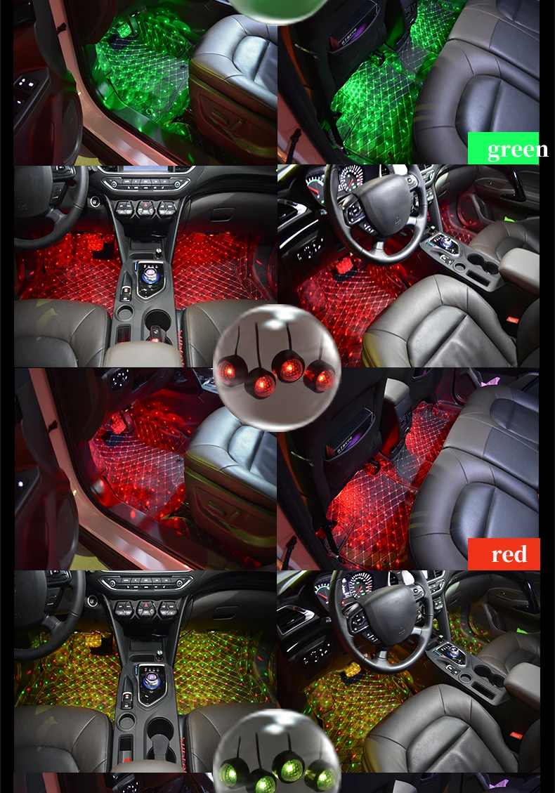 4X Автомобильная атмосферная лампа с музыкальным голосовым управлением, RGB Хрустальный Светильник, автоматическое украшение интерьера, светодиодный Напольный Торшер, ножной USB светильник, s лампа
