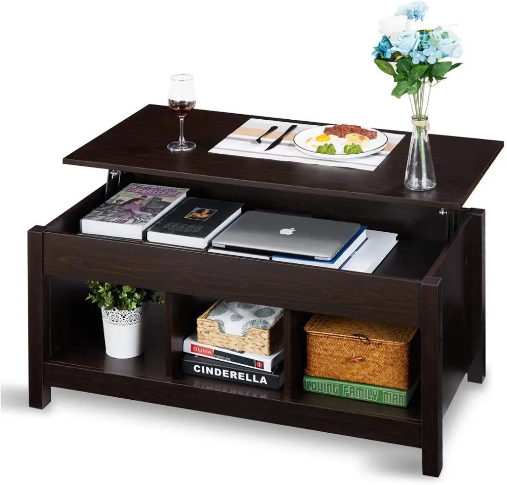 

Lift Top Coffee Table Dining Table for Living Home, Display with Hidden Storage Compartment & Storage Space and Lift Tabletop