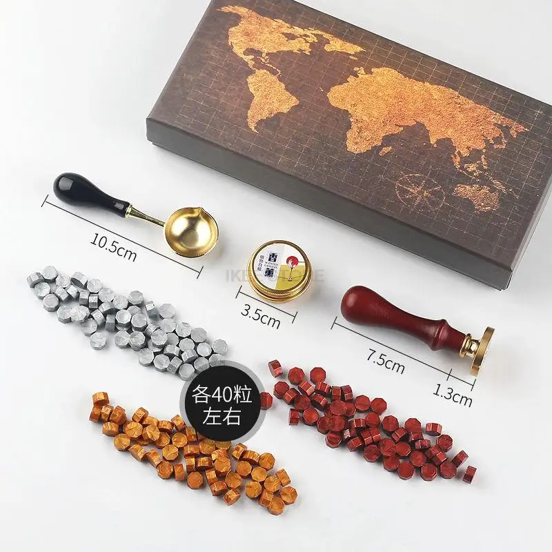2022 DIY Custom Stamps Wax Seal Map Box Kit Detachable Spoon Set Sealing Beads Envelope Wedding Packaging Gifts Postcard | Дом и сад