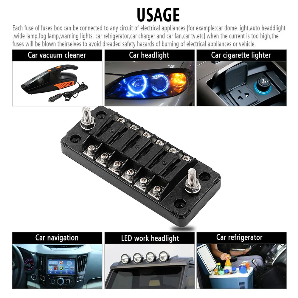 12-32V 6 Way Blade держатель предохранителя коробка Авто Блок Чехол с винтовой гайкой терминал для автомобиля грузовик Морская Лодка, дом на колесах
