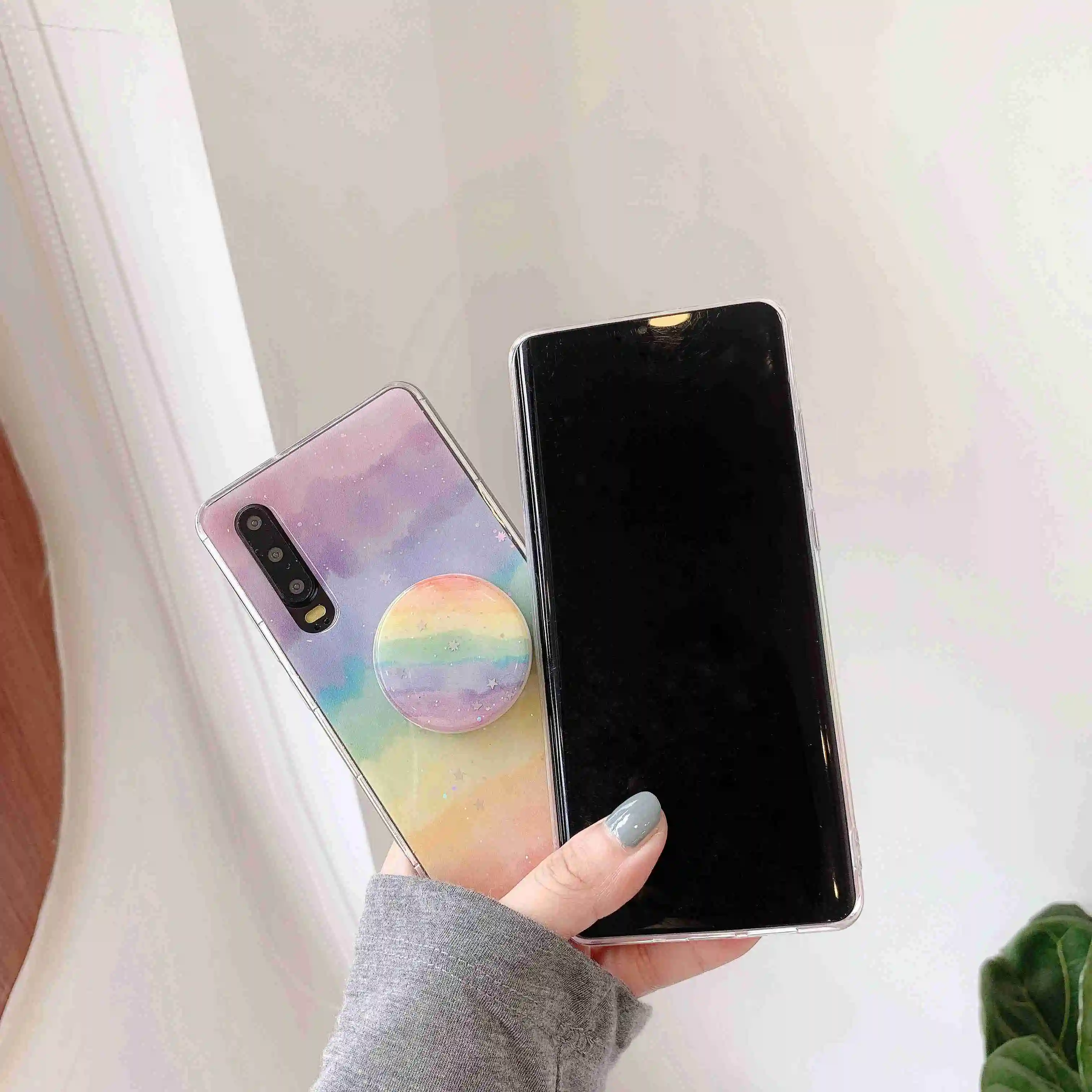 Чехол для OPPO A83 A1 A79 A79K A3 A5 A7 F9 F11 Pro с милой Ranbow роспись блестящие задняя крышка Fundas