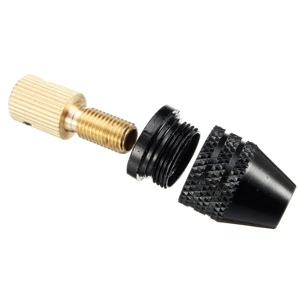 0.3-3.4mm Black Drill Bit Chuck Adapter Three-Jaw Drill Chuck Brass Base Wth One Silver Wrench