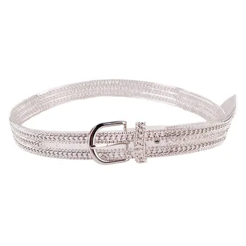 

Luxury Rhinestone PVC Waist Belts For Women Transparent Black Plastic Punk Street Jean Pant Belt Waistband Ladies Buckle Belts