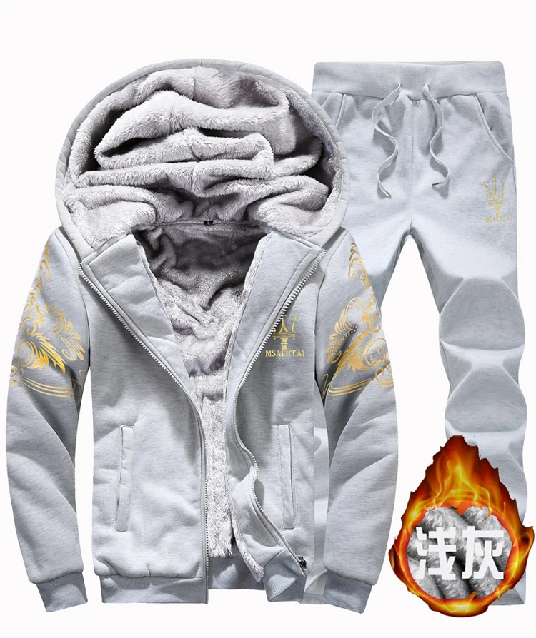 Men's sweater plus velvet thickening sports suit men's hooded sportswear men's sweater