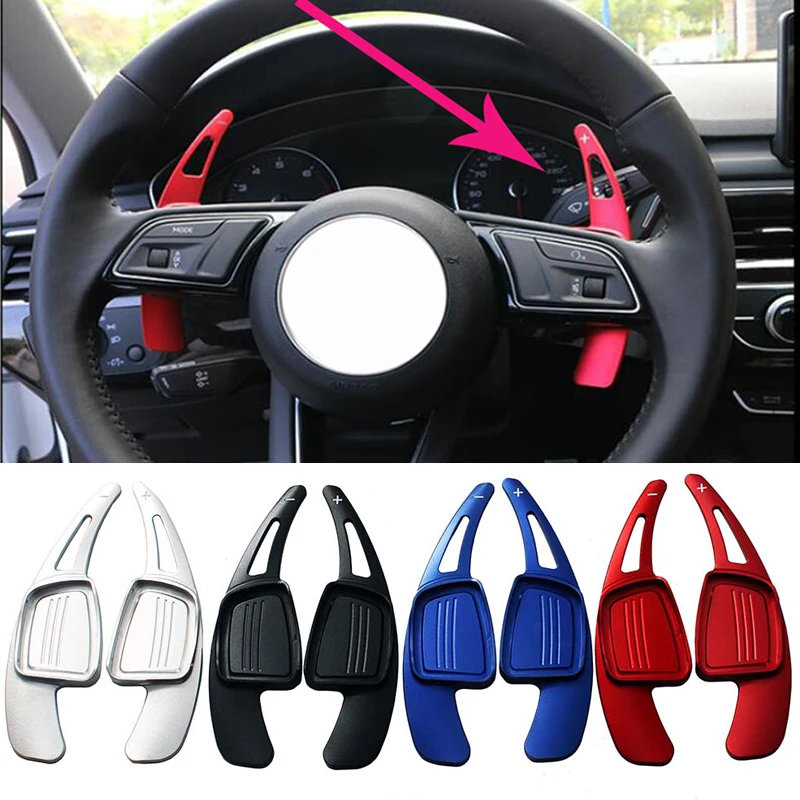 

2PCS Car Steering Wheel Gearbox Aluminum Shifters Shift For New Audi A4 A5 B9 Q2 Q7 2016-2017 S3 2016 S4 TT TTS 2015- 2017