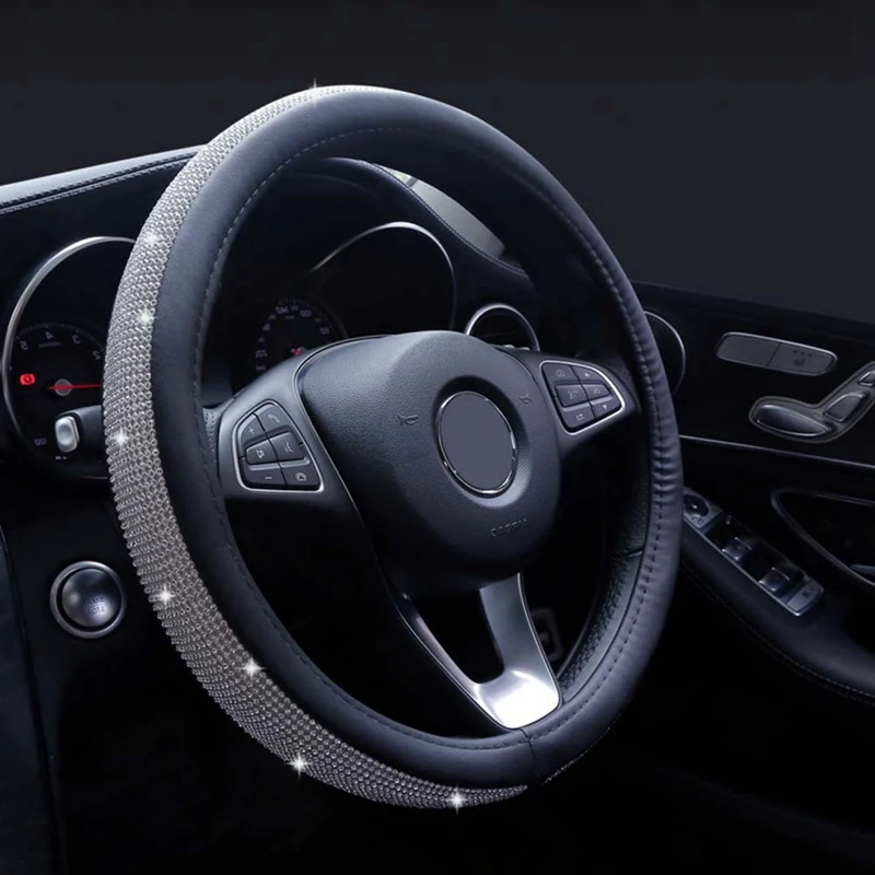 Роскошные хрустальные Автомобильные Чехлы На Руль для женщин девочек кожаные чехлы со стразами для руля s аксессуары для интерьера