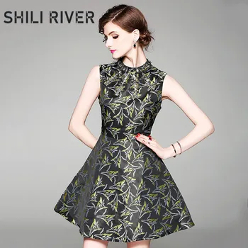 

New summer vest mini dress for women a line sleeveless slim casual elegant cute floral flower print swing full short dress black