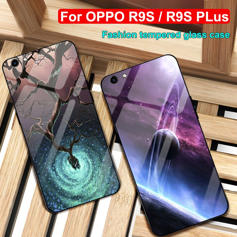 Чехол для OPPO R9S R9SPlus чехол из закаленного стекла с изображением звездного неба +