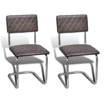 

Dining Chairs With Brown Leatherette - 2 Pieces Retro Distressed Home Dining Chair Light Luxury Wrought Iron Industrial
