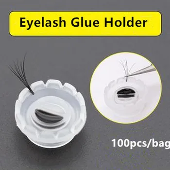 

100pcs Individual Eyelash Glue Holder Grafting Eyelashes Quick Blossom Cup Ring Eyelash Extension Adhesive Stand