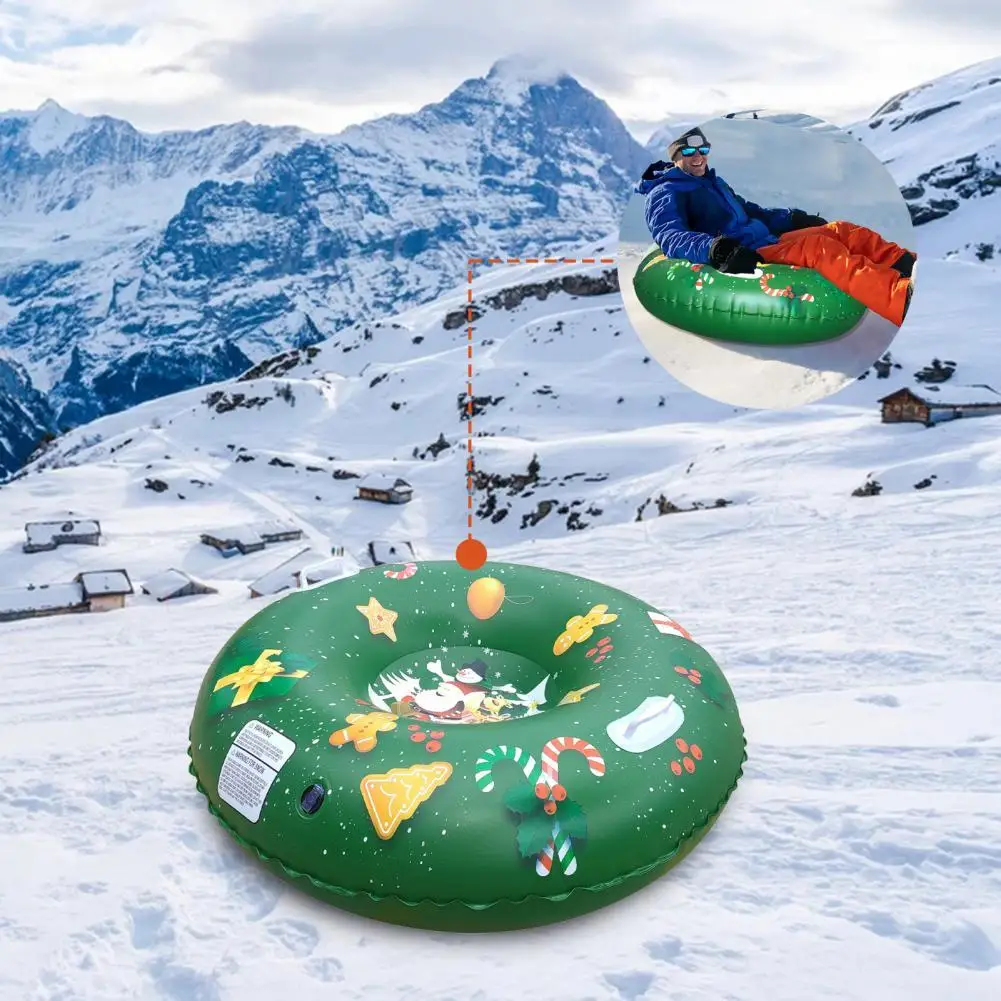 55% Inflatable Snow Tube Fun Round Shape PVC Santa Claus Pattern Snow Sled for Skiing