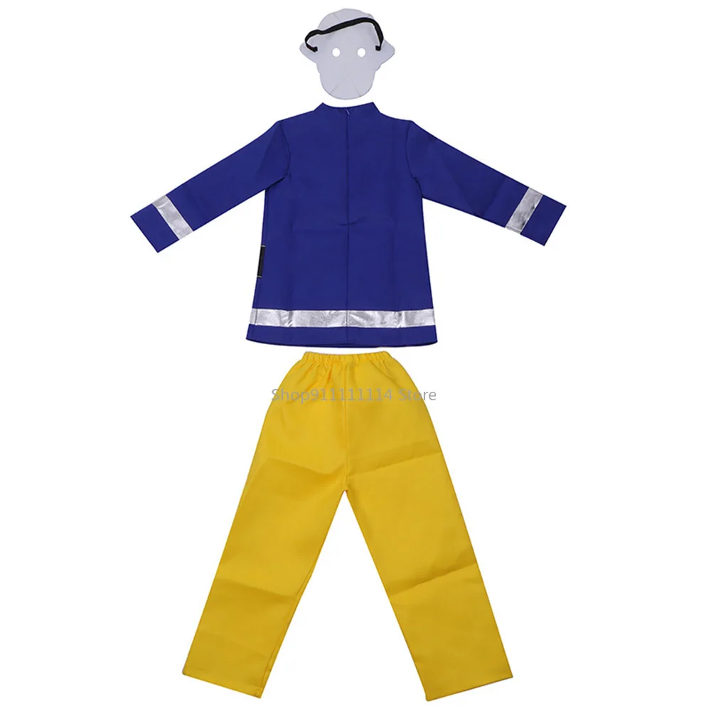 Christmas Fireman Sam Fancy Dress Per Bambini Costume Cosplay 4-10 Anni Uniforme Per Bambini Top + Pantaloni + Maschera Regalo Di Compleanno Festa Di 