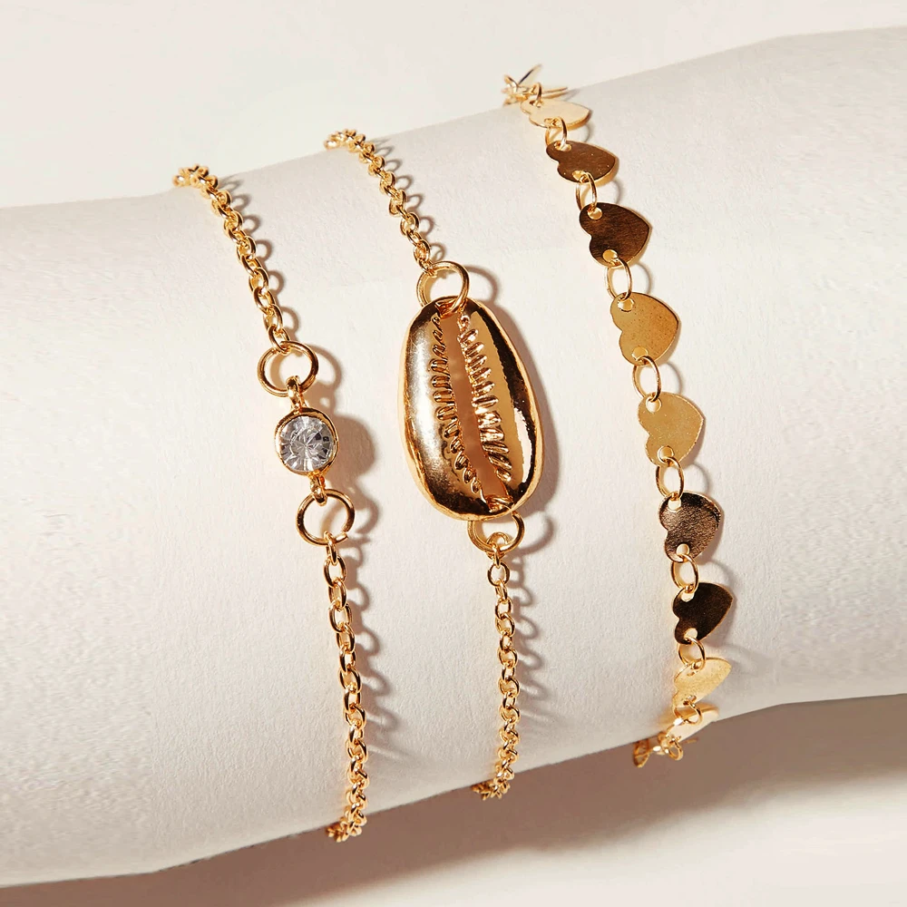 Vintage Heart shaped Sequin Shell Crystal Fashion Bracelets For Women