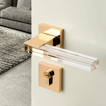 

1Set Crystal Texture/Mute Room Door Lock Handle Fashion Interior Door Lock Anti-theft Gate Lock Furniture Hardware GF181