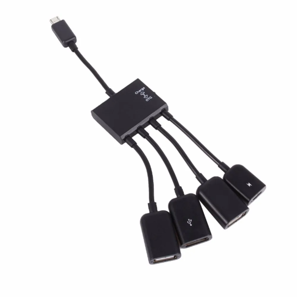 Micro usb-хаб OTG соединитель Spliter 4 порта питания перезаряжаемый зарядный кабель для смартфона компьютера планшета ПК провод для передачи данных
