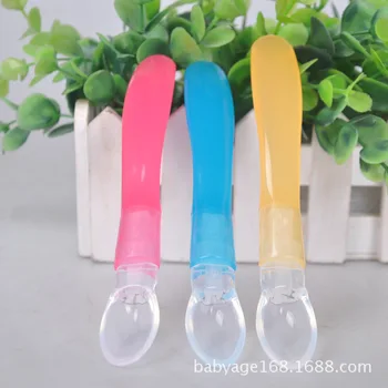 

Small Soft Silicone Spoon ruan chi Infant Soft Head Small Spoon Children Spoon Baby Tableware Silica Gel Spoon Suitable Export