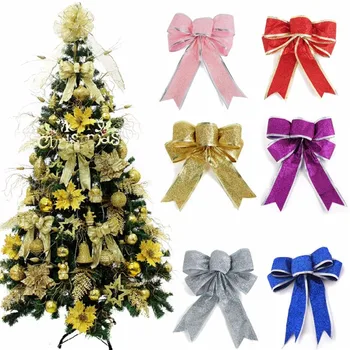 

Merry Christmas Glitter Bow Gold Silver Blue Color Matching Blue Bow Christmas Tree Decor Xmas Decorations 2020 Happy New Year