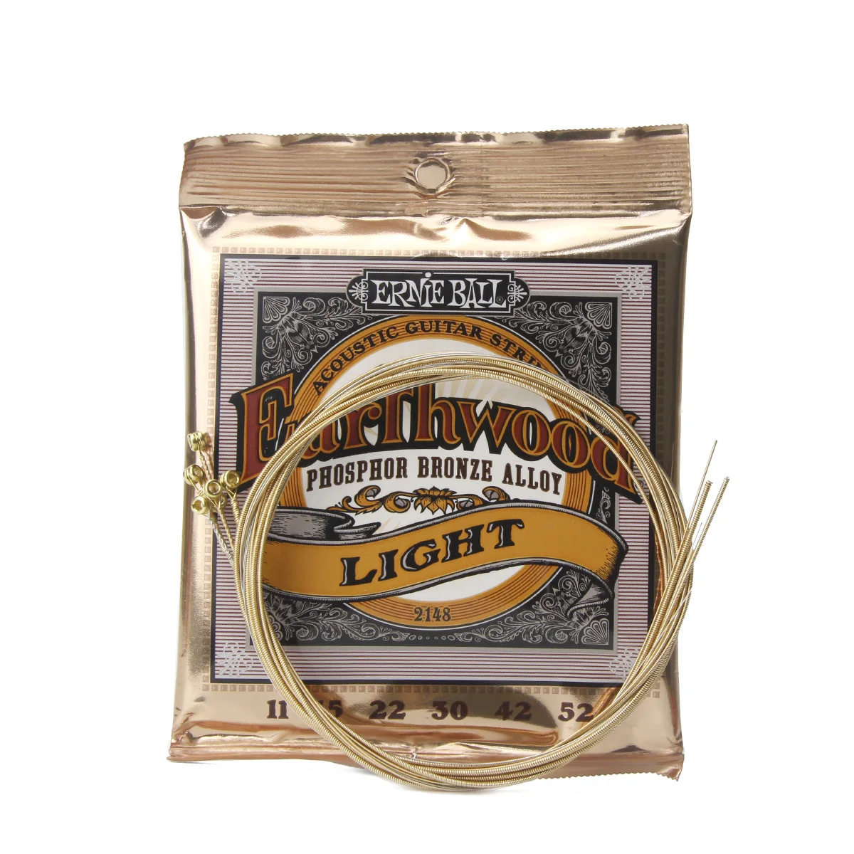 Ernie Ball Earthwood, ФОСФОРНЫЕ бронзовые струны из сплава для акустической гитары, набор, светильник, измерительные приборы(11-52) PO2148