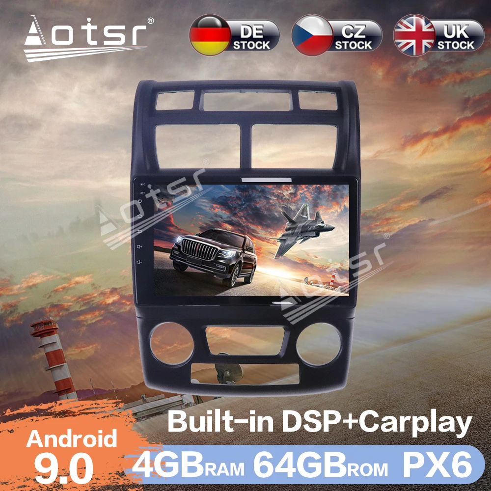 Aotsr Android 9.0 4+64G Car Radio Player GPS Navigation DSP Auto Stereo Video HD Multimedia For Kia Sportage 2007-09 | Автомобили и