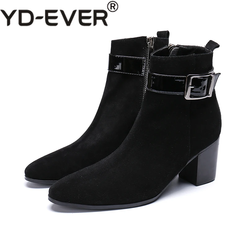 Bota masculina/черные ботинки «Челси» из натуральной кожи на высоком каблуке; мужские рабочие армейские военные сапоги с пряжкой на ремешке; Мужская зимняя обувь