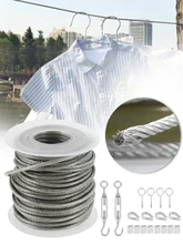 

New 15m/30m Steel PVC Coated Flexible Wire Rope Soft Cable Transparent Stainless Steel Clothesline Kit Cable with Accessories