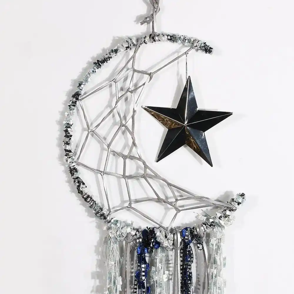 white black dream catcher large nordic star moon
