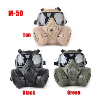 

1pc Tactial M50 Airsoft Mask Adults Paintball Full Face Skull Gas CS Mask With Fan with Gogglesprotective 22.5*17.5cm
