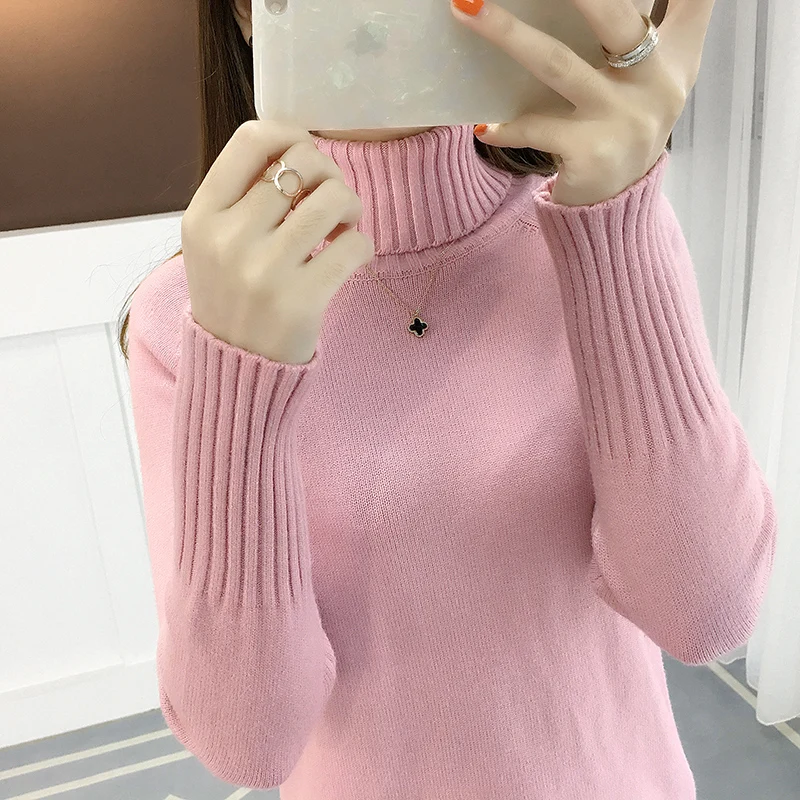 

Women Sweater 2020 Autumn Winter Warm Turtleneck Knit Sweater Women Pullover Loose Knitting Tops Pull Femme Hiver Truien Dames