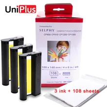 UniPlus для Canon Selphy набор цветной чернильной бумаги Компактный фотопринтер CP1200 CP1300 CP910 CP900 3 шт. чернильный картридж KP 108IN KP-36IN