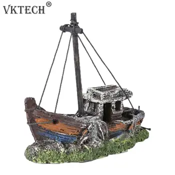 

Artificial Ship Aquarium Ornaments Resin Boat Wreck Sunk Ship Sailing Boat Destroyer Fish Tank Aquarium Decoration