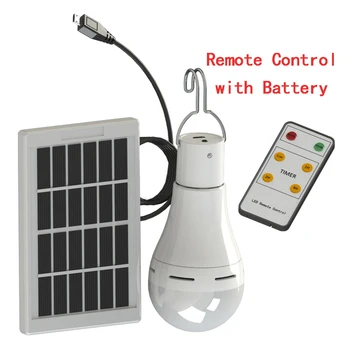 

LED Solar Bulb Remote Control Light Solar Bulb Lamp Indoor Waterproof Panel Emergency Plastic Hook Tent Lantern Outdoor Lamp