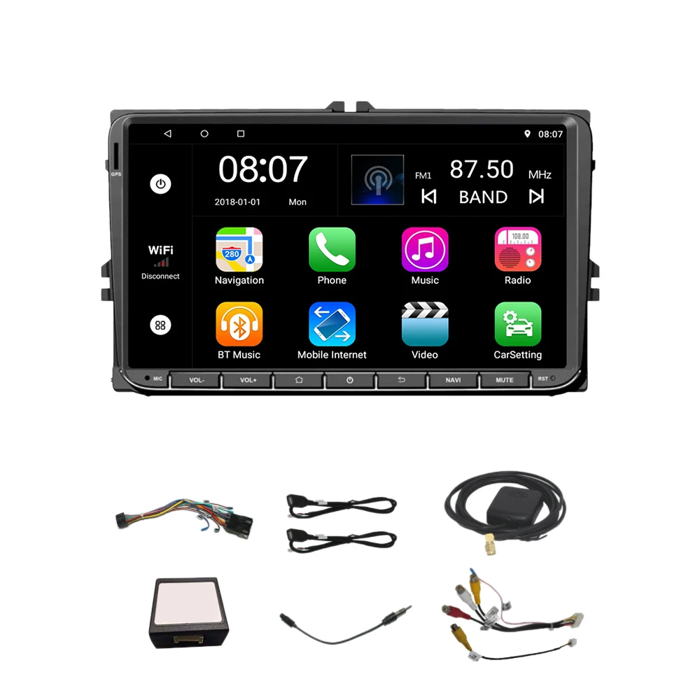 Автомагнитола 2 Din 9 дюймов Android 8 0 Gps для Volkswagen/Passat/Golf/Skoda/Seat Wi Fi Bluetooth|Видеозеркало