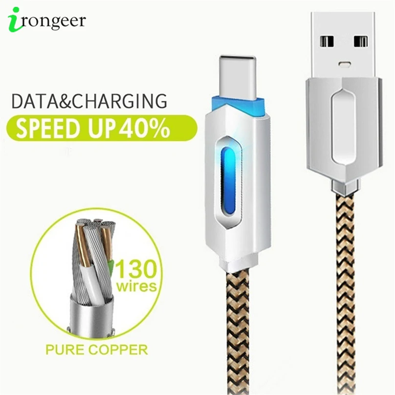 

LED USB Type C Cable for Xiaomi Redmi Note 7 Mi9 Fast Charging Data Sync USB C Cable for Samsung Galaxy S10 S9 Oneplus 6t Type-C