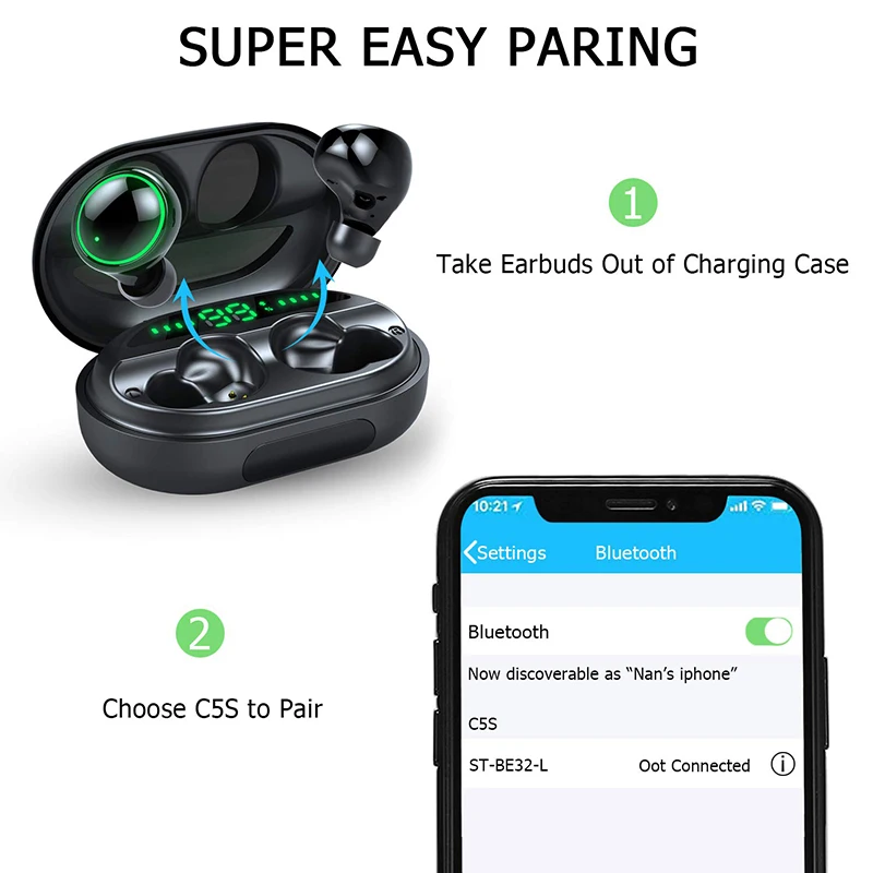 

TWS earbuds Portable Sport Life IPX8 Waterproof Headset Bluetooth V5.0 Earphone with Charging Dock for xiaomi redmi airdots