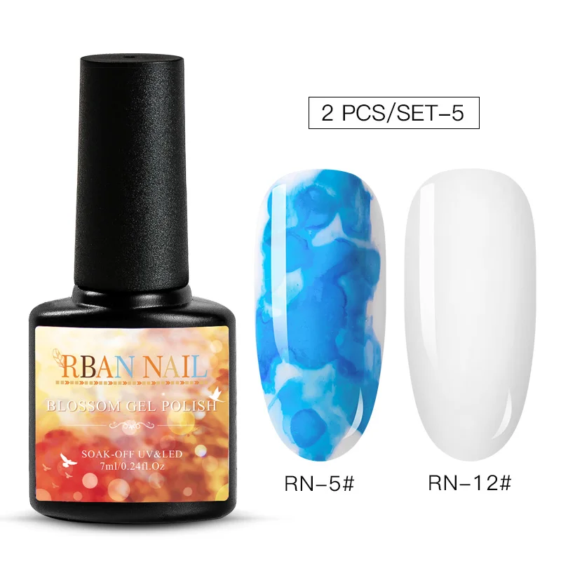 ZH04528 RBAN NAIL 8 мл Цветущий Гель-лак для ногтей акварельные чернила эффект дыма мрамор смазывание Lquid градиентный лак Гель-лак для творчества маникюр - Цвет: ZH04528