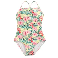 Женский купальник, купальник, цельный костюм с вырезом-лодочкой, цветочный принт, зеленый, Y0016