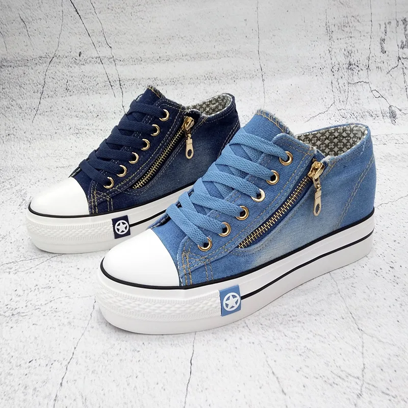 Женские парусиновые туфли на платформе повседневные холщовые плоской подошве