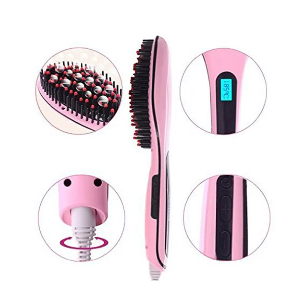 Hair Straightener Brush Electric Straightening Auto Comb Iron Ceramic Heat LCD Ceramic anion portable 2