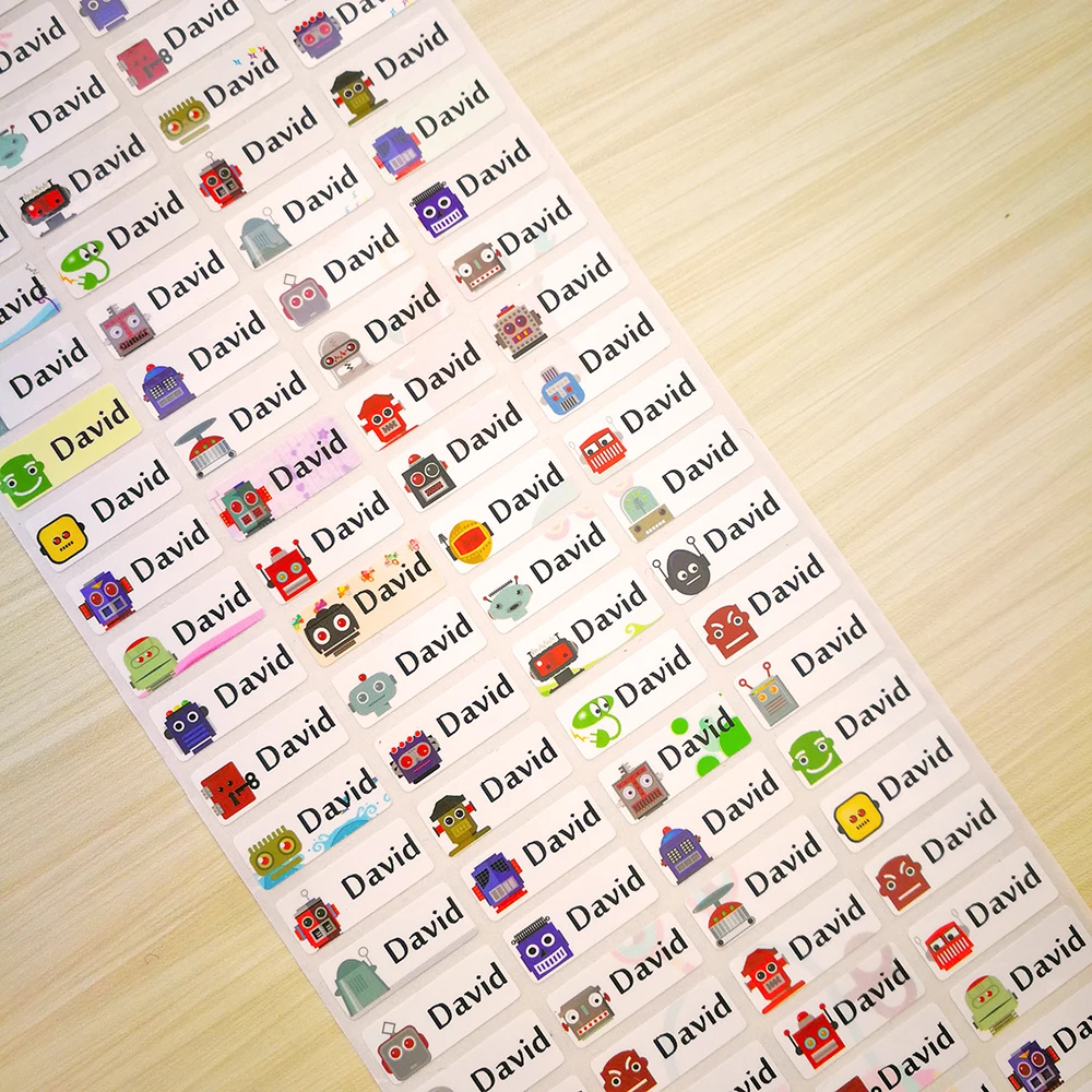 Мальчик пользовательское имя стикер милый мультфильм робот Водонепроницаемый