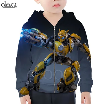 

CLOOCL Family Fitted Anime Superhero Car Bumblebee Zipper Hoodies Boy Girl 3D Print Kids Zipper Hooded Harajuku Streetwear Tops
