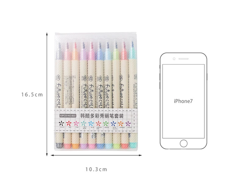 10 pcs/lot Watercolor Art Marker Pens Brush Pen Soft Brush Calligryphy Fineliner Sketch Pen for Drawing Painting School Supplies