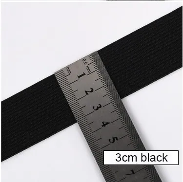 3cm black 2meter Черные, белые, золотые, серебряные полосы, высокие резинки 25 мм-40 мм, канатная Резиновая лента для самостоятельного пошива одежды, домашний текстиль, аксессуары 1 м/2 м - Цвет: 3cm black 2meter