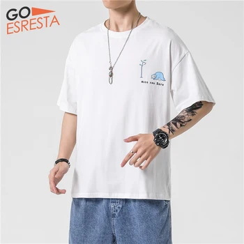 

GOESRESTA Summer New Men's Short-sleeved T-shirt Wild Street Printing Round Neck Large Size Casual Fashion Short-sleeved Men