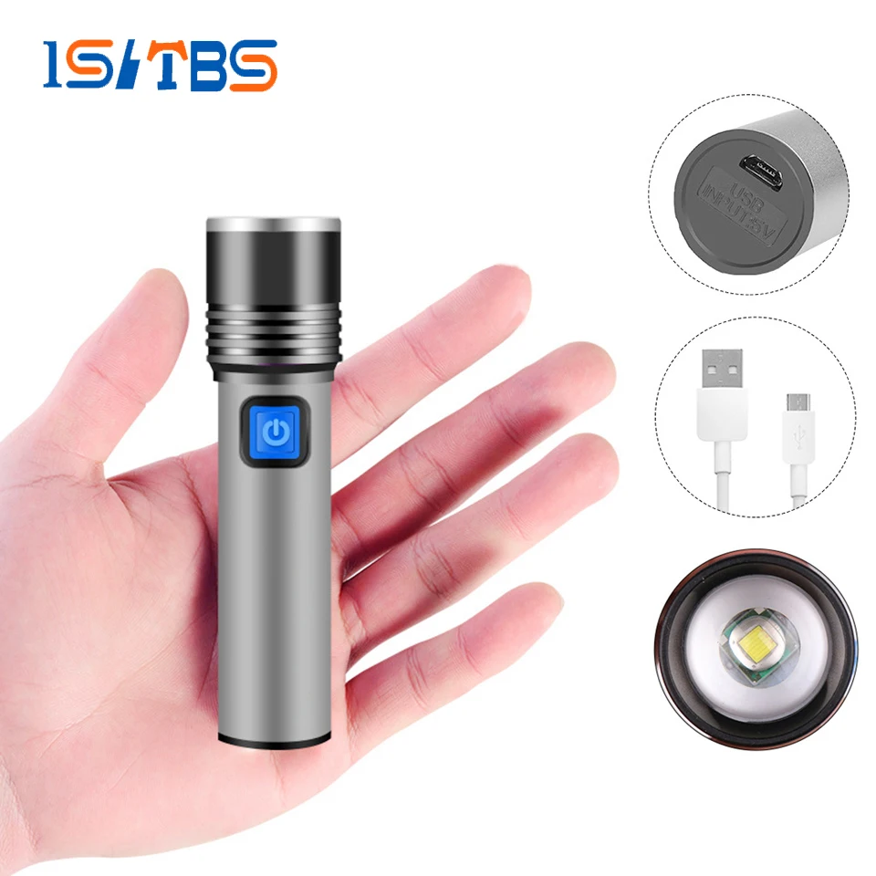 

LED Mini Flashlight T6 Chip Portable Torch Outdoor Waterproof Built-in Battery USB Rechargeable Hiking Fishing Camping Light