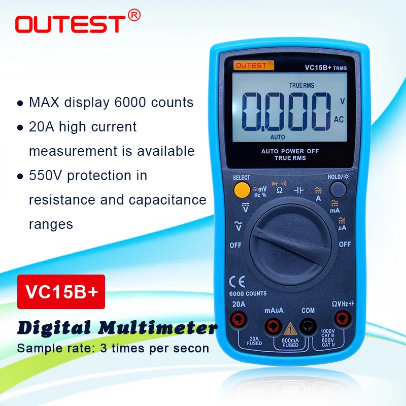 Digital Multimeter True RMS measuremen Autoranging 6000 Counts Large LCD Display Low Voltage AC