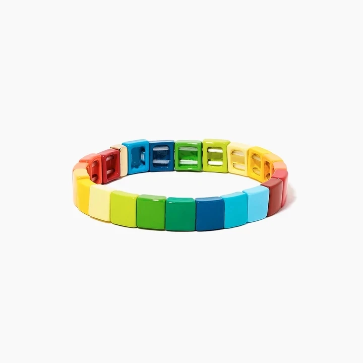 enamel Bracelets Радужный Boho красочный Pulseira Mujer Tila MIYUKI Roxanne Assouling AR эластичный браслет из бисера браслеты для женщин - Окраска металла: enamel Bracelets