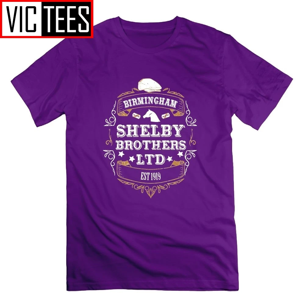 Peaky Blinders Tee Shirts Shelby Brothers LTD Short-Sleeve Men T Shirts Crew Neck High Quality Pure Cotton T-Shirts - Цвет: Фиолетовый